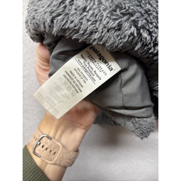 Patagonia Los Gatos Fleece Vest Womens Medium Dark Gray Fuzzy Teddy Hiking - Picture 3 of 5